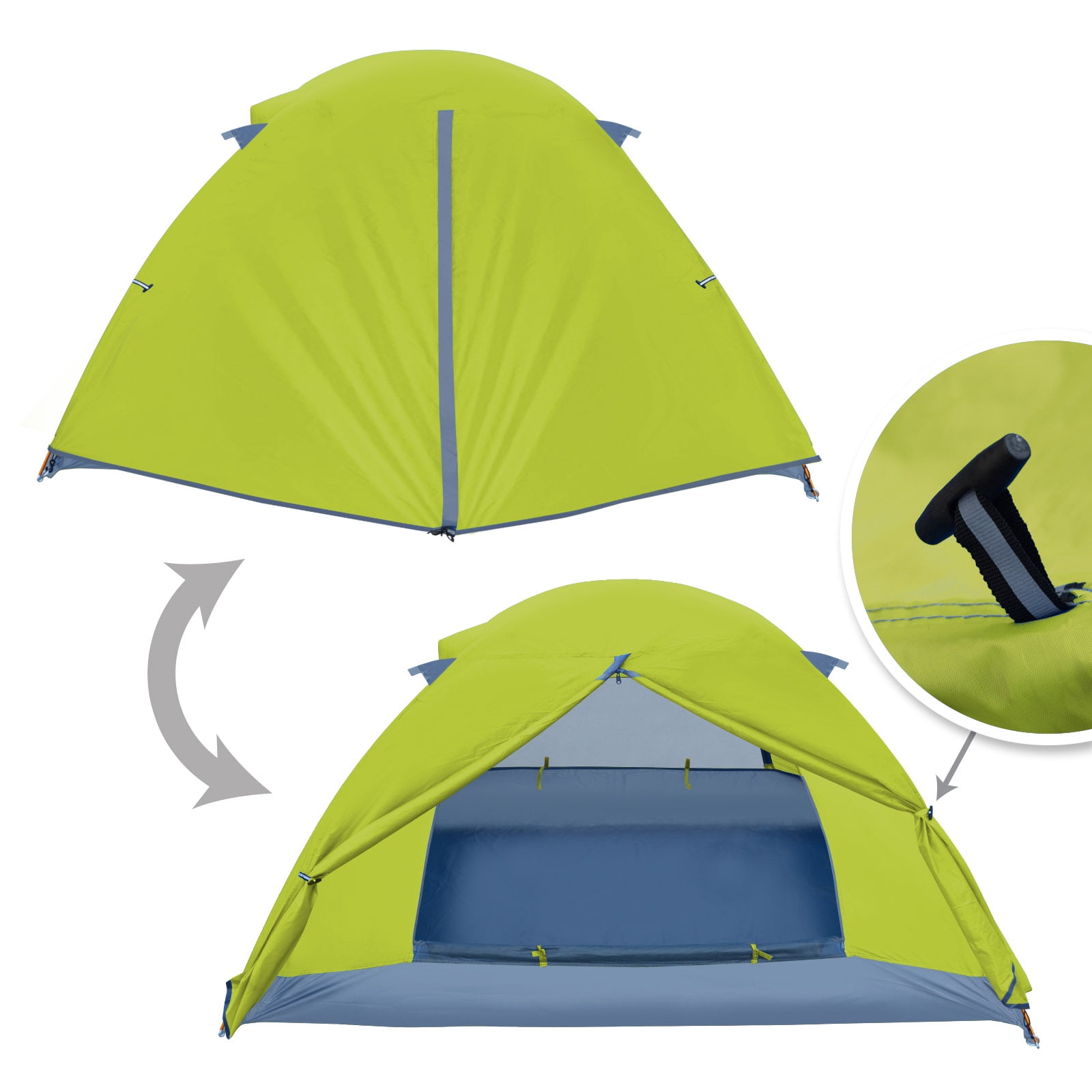 Sunny Portable 1-2 Persons Backpacking Tent Double Layer Outdoor Waterproof Camping Hiking-Green