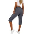 thumbnail image 4 of SBYOJLPB Fashion Capris Pants for Women Casual High Waist Loose Pocket Straight Solid Capris Cropped Trousers, 4 of 7