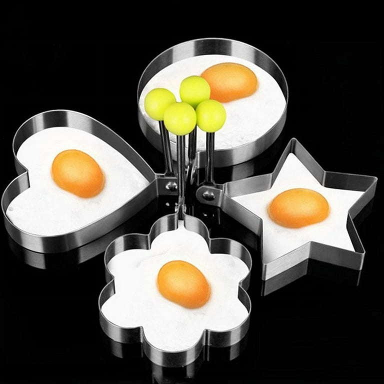 W WBLD Egg Pancake Rings,8pcs Different Shaper Fried Egg Molds,Stainless Steel Omelette Frying Cooking Tools Kitchen Accessories Gadget Rings,With A