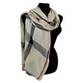 thumbnail image 2 of Fashion Secrets Classic Plaid Softness Oblong Scarf Wrap Shawl With Fray Trimming (Beige), 2 of 4