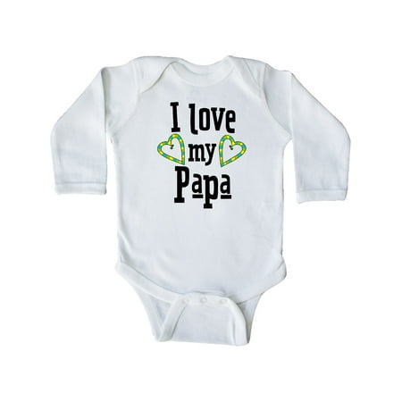 

Inktastic I Love my Papa- hearts Gift Baby Boy or Baby Girl Long Sleeve Bodysuit