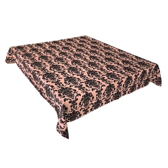 Floral Poplin Damask Durable Tablecloth Peach