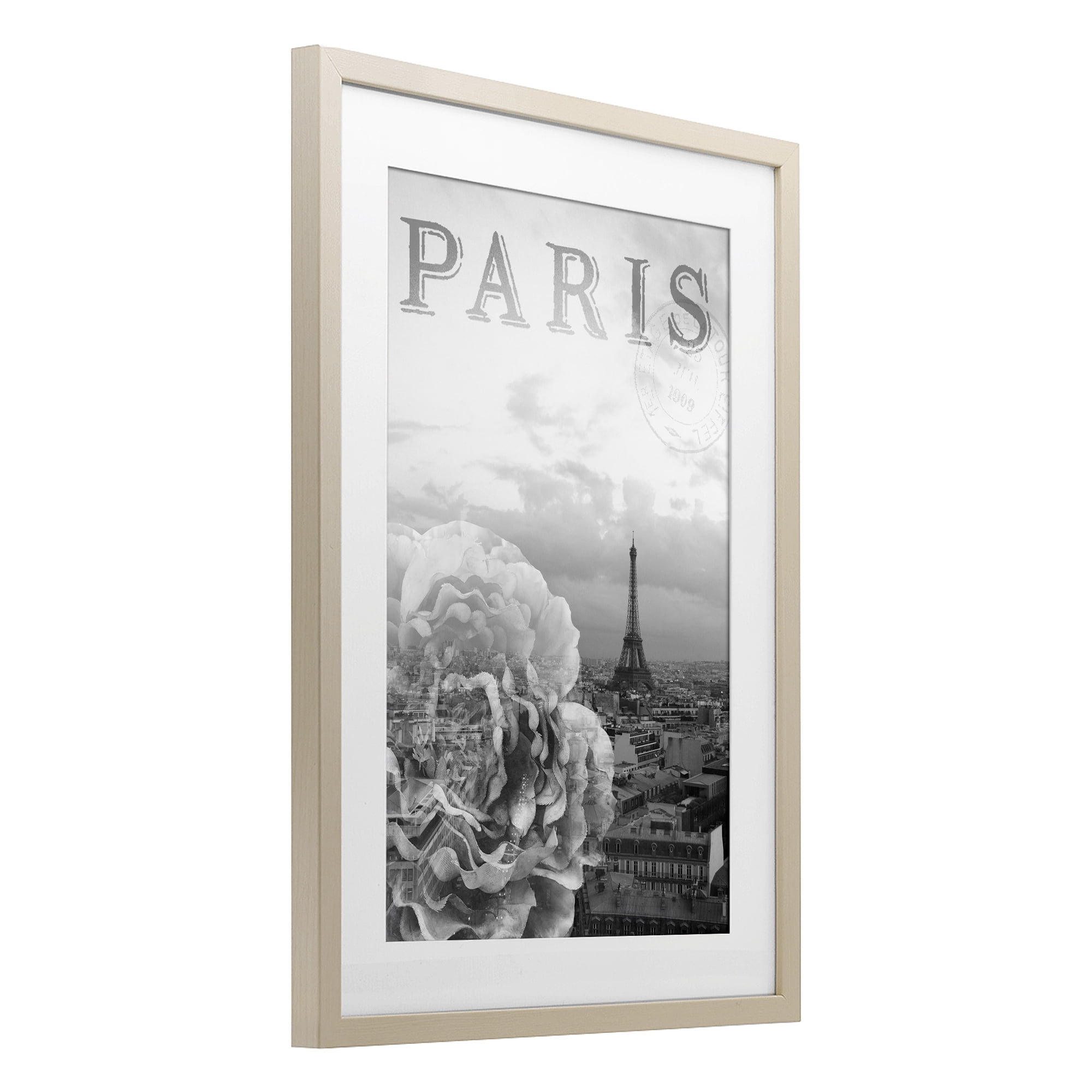 Stupell Industries Paris Postcard in Monochrome Birch Framed Print Under Glass, design by Emily Navas