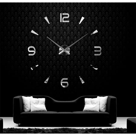 DIY Frameless Wall Clock 3D Acrylic Roman Numerals Analog Watch ...