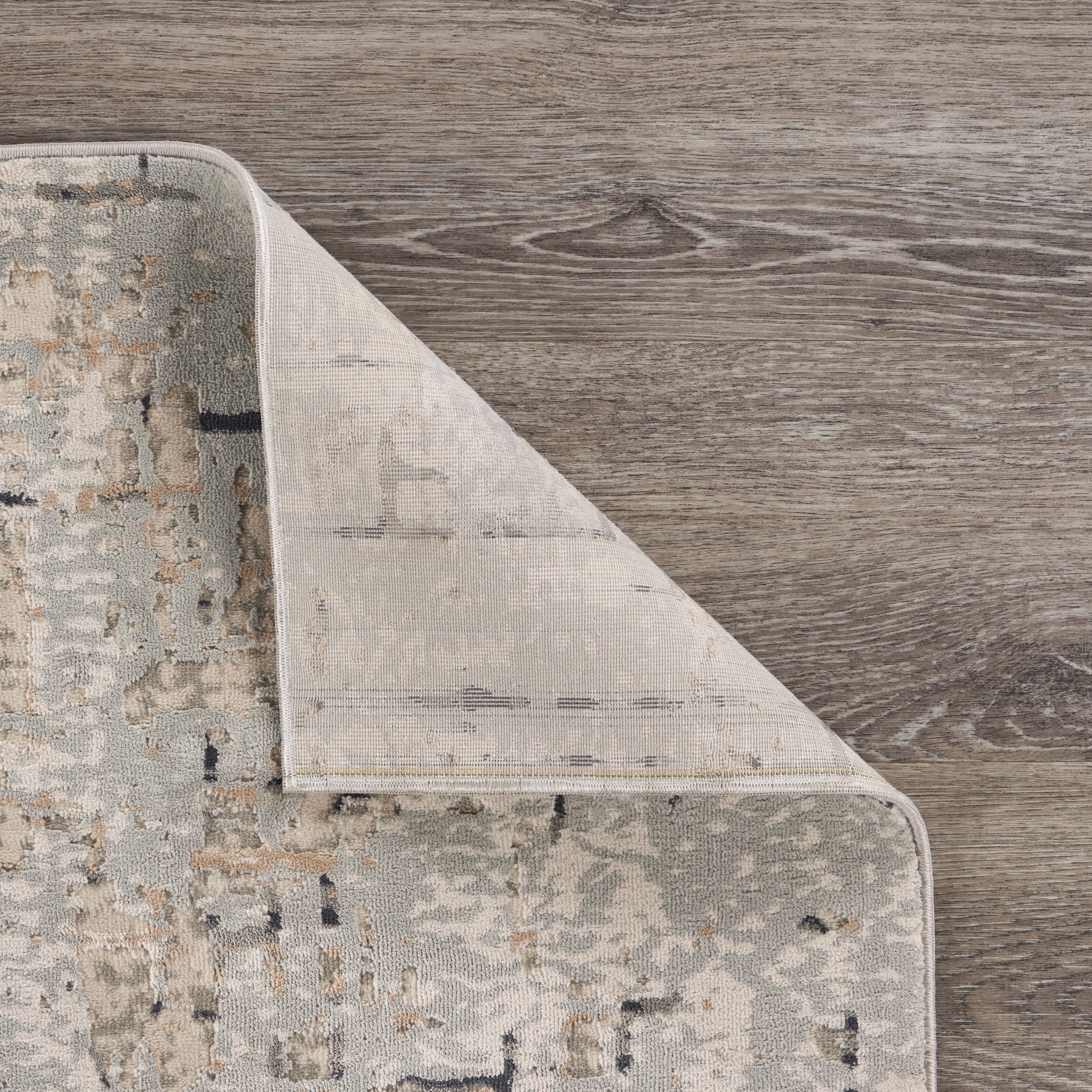 LR Home Imara Gian Cream/Taupe Transitional Geometric Polyester Area Rug, 1'10" x 3'