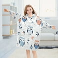 thumbnail image 5 of Wearable Blanket with Sleeves and Pocket Oversized Hooded Sweatshirt 3-14 YR Carton Owls L, 5 of 7