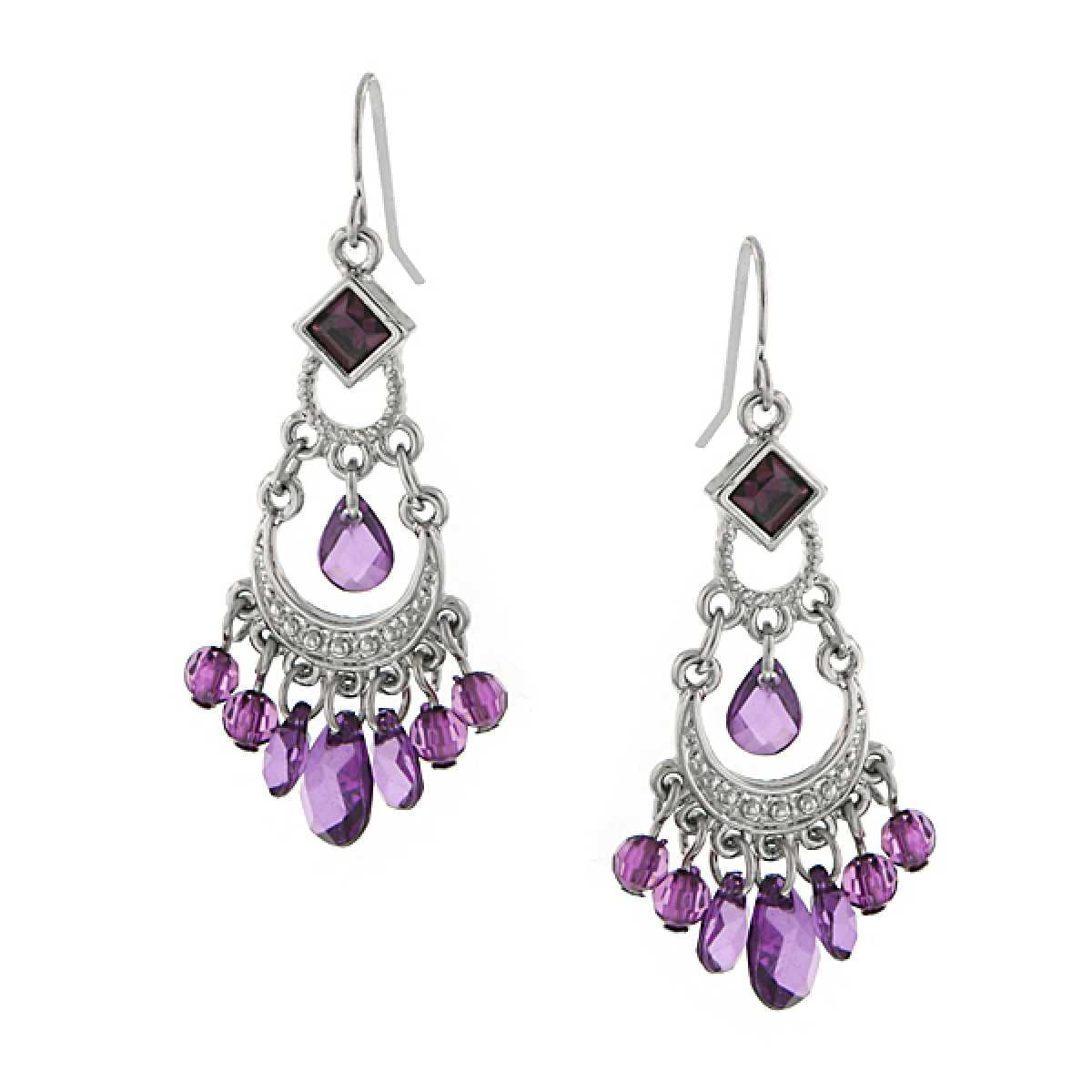 Details about   New One Of A Kind Purple Dangle Earnings 