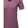 thumbnail image 4 of A2Y Women's Basic Solid Premium Cotton Short Sleeve V-neck T Shirt Tee Tops Egg Plant 2XL, 4 of 6