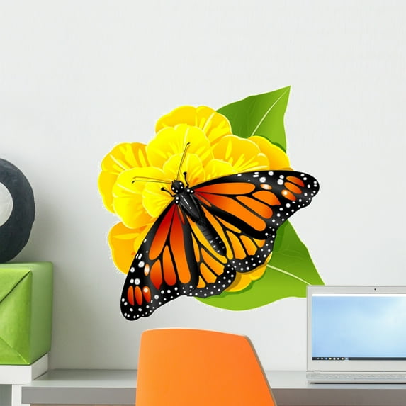 Monarch Butterfly Flower Wall Mural by Wallmonkeys Peel and Stick Graphic (18 in H x 18 in W) WM22113