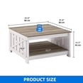 thumbnail image 6 of Dextrus Farmhouse Coffee Tables with Storage, Square Wood Center Table for Living Room, Oak, 6 of 6