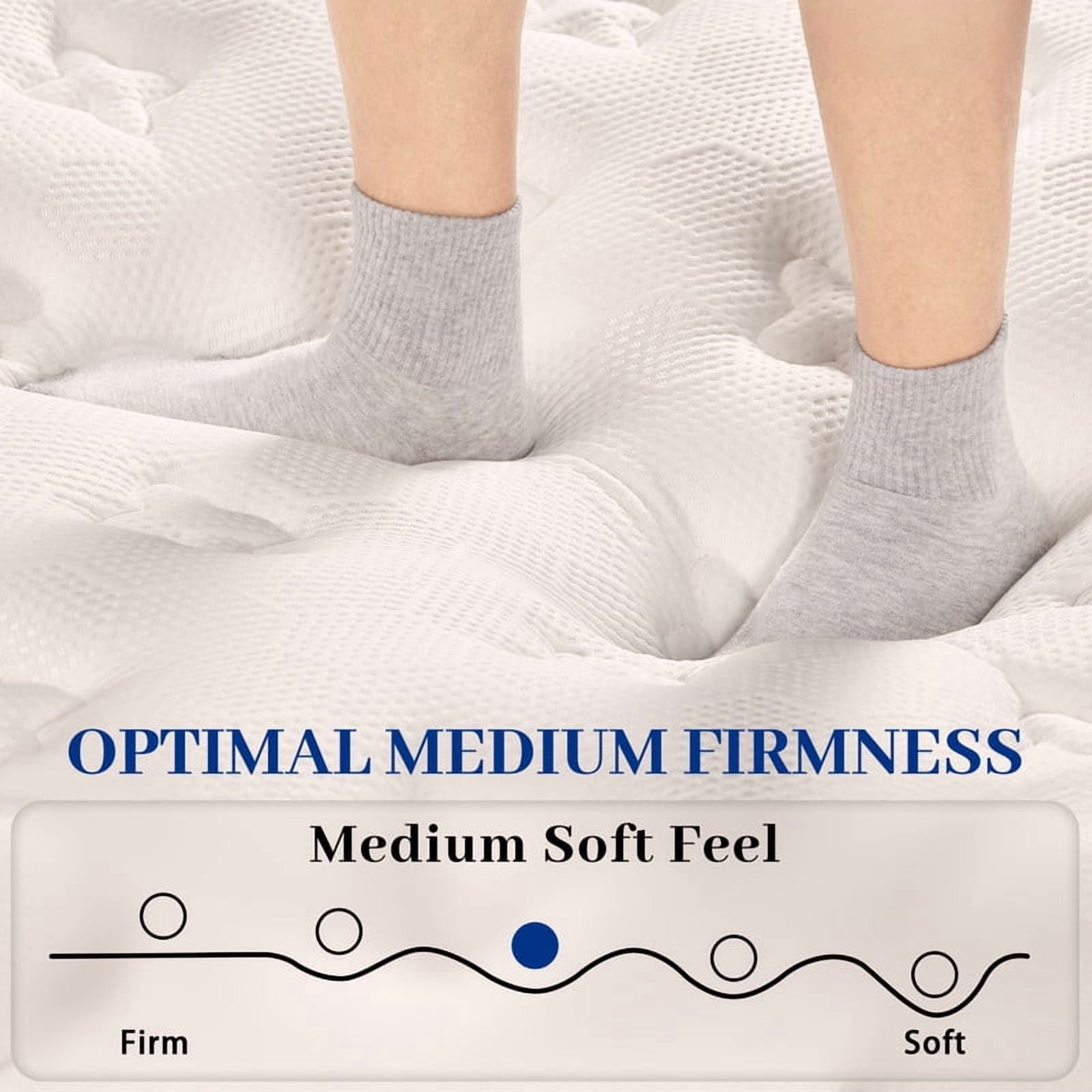 12" King Hybrid Mattress, Memory Foam Pocket Springs in a Box, Medium Firm, Shoulder and Back Pain Relief, Breathable Comfort Fabric, Zero Rocking, 7-Zone Lumbar Support 180 Night Trial