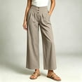 thumbnail image 2 of RQYYD Palazzo Pants for Women High Waist Pleated Front Button Detail Loose Wide Leg Casual Summer Pant with Pockets, 2 of 6