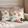 thumbnail image 6 of Outdoor Pillow Covers 18x18 Set of 2, Orange Blue Pumpkins Fall Waterproof Patio Throw Pillow Covers for Couch Sofa Chair, Weeping Botanical Thanksgiving Retro Pillowcases for Throw Pillows, 6 of 9