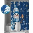 thumbnail image 4 of Navy Blue Snowman Christmas Bathroom Curtain 72 Inch Shower Curtain with Hooks, Xmas Snowflake Birds Waterproof Polyester Bath Curtain Washable Bathtub Curtain 72''x 72'', 4 of 6