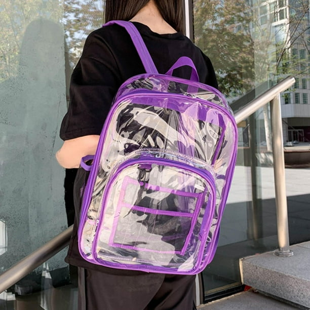 Mochila transparente de PVC Mochilas escolares Conjunto Paquete informal Mochila de almacenamiento Mochila Mochilas escolares para niños Niñas Escuela púrpura Yinane Paquete de mochila