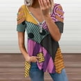 thumbnail image 2 of Sally Ragdoll Womens Summer V Neck Zipper Top Short Sleeve T Shirt Off Shoulder Top Casual Classy Loose Shirts, 2 of 7