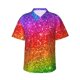 thumbnail image 1 of Balery Colorful Glitter Camisas hawaianas de manga corta para hombre, camisas playeras de corte holgado, camisas de vacaciones con botones,Small, 1 of 7