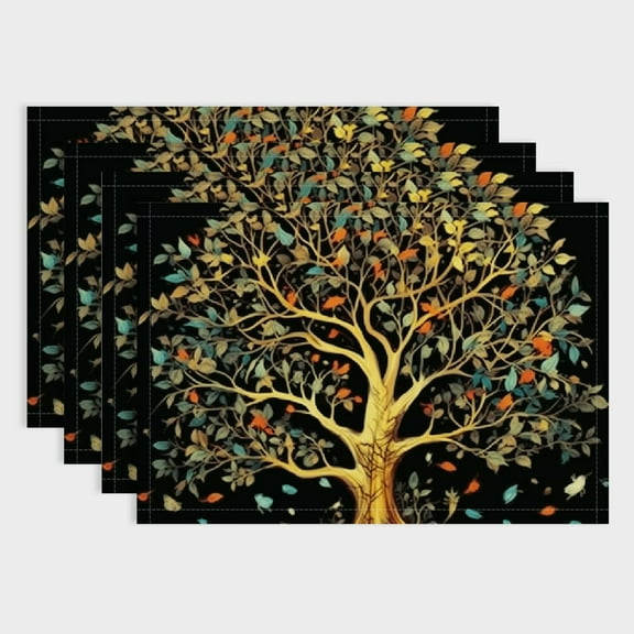 Fenyluxe 4PCS Bird Linen Cloth Dining Table Placemats for Special Occasions and Home Decor 18x12in