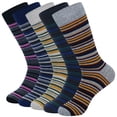 thumbnail image 2 of Calcetines de vestir de algodón para hombre, medias suaves y transpirables, informales, a la moda, coloridos, a rayas, para negocios, talla Europea 42-48, 5 pares, 2 of 4