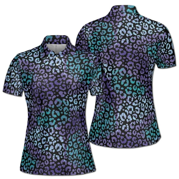 Funny Neon Rainbow Leopard Pattern Golf Women's Polo Shirt S-5XL