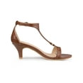 thumbnail image 3 of BLISSFUL STEP Chaussures pour Femmes Sandales Habillées à Bride en T à Talon Chaton Embossé avec Fermeture à Boucle à Bout Ouvert Brun 7,5, 3 of 7