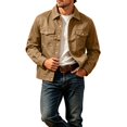 thumbnail image 5 of YUGYXL Men's Lapel Button down Casual Jackets Loose Fashion Fall Jackets | Breathable Stretch Slim Fit Trucker Khaki Jackets, 5 of 5