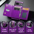 thumbnail image 3 of Nalacover Wallet Case for Google Pixel 7, 2 in 1 Design Zipper Pocket Luxury Shining PU Leather Cover with Back Card Slots Holder Magnetic Kickstand Shockproof Anti-Scratches Case,Darkpurple, 3 of 11