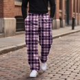 thumbnail image 5 of YNGKMEA Mens Cargo Pants Lightweight Loose Casual Pants Plaid Camping Elastic Waist Trousers Comfy and Breathable Pants with Multi Pockets Pink S, 5 of 6