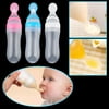 Baby Silicone Squeeze Feeding Bottle With Spoon Food Rice Cereal Feeder 90ML