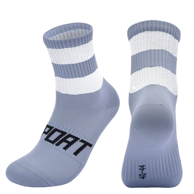 Cotton Reflective Cycling Socks High-Visibility Breathable Athletic Socks Bike Riding Running Socks for Men and Women blue-purple