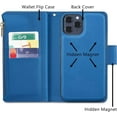 thumbnail image 2 of Case for iPhone 13 6.1 inch, Glossy PU Leather 9 Card Slots Magnetic Closure Detachable Wrist Strap Zipper Wallet Shockproof Removable Back Cover Case - Blue, 2 of 16
