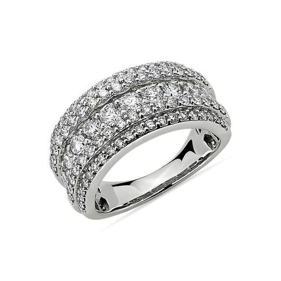 2.00 Carat Brilliant Round Cut Real Diamond Beautiful Eternity Band for Proposal Solid 14K White Gold Size 7