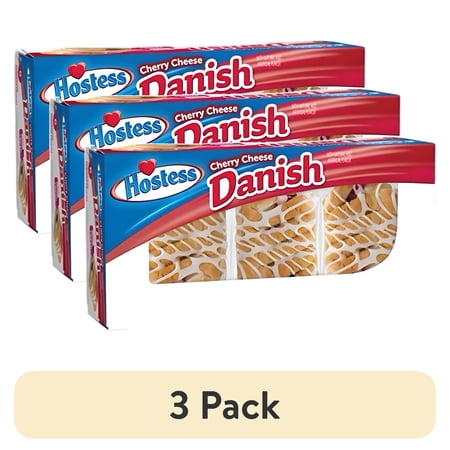 (3 pack) Hostess Cherry Cheese Danish | Individually Packaged | 36 Count