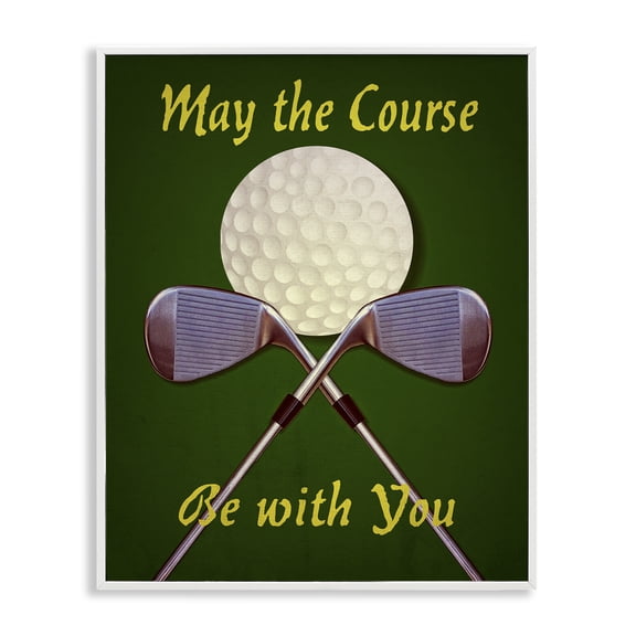 Stupell Industries Contemporary May Course Be With You Fun Sports Golf Clubs White Framed Giclee Art, 16 x 20, by Graffitee Studios