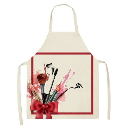 

Nail Polish Lipstick Beauty Kitchen Women Apron Household Cleaning Cotton Linen Pinafore BIb Home Cooking Baking Accessories