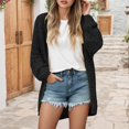 thumbnail image 2 of Wang6 Womens Lightweight Long Cardigan Sweaters Fall Long Sleeve Loose Knits Trendy Open Front Hollow Knitted Outwear Coats Black M, 2 of 5
