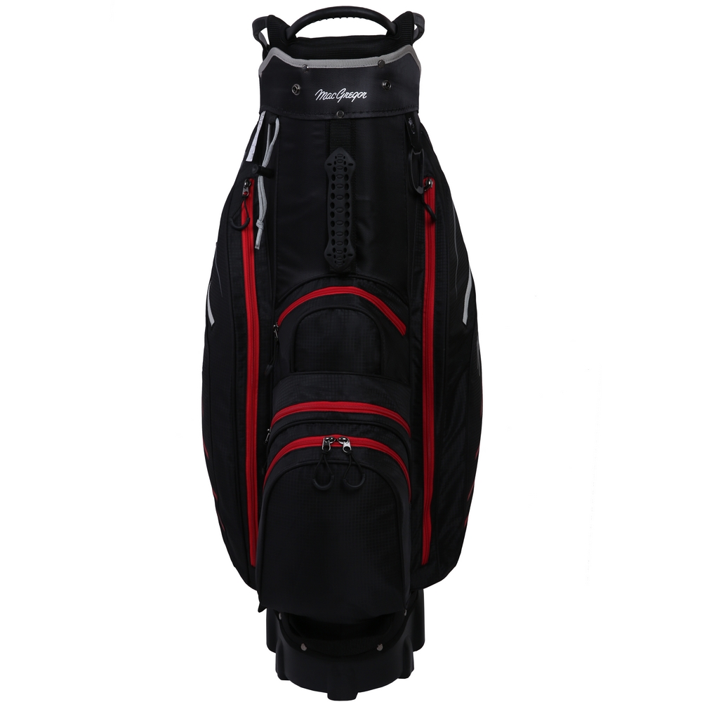 MacGregor Golf VIP Cart Bag with Built In Wheels / Handle, 14 Way Divider, Black/Red