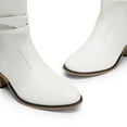thumbnail image 4 of BURUDANI Women's Cowgirl Boots Mid Calf Western Cowboy Boots Round toe Chunky Heel Ankle Boots White Size10, 4 of 8