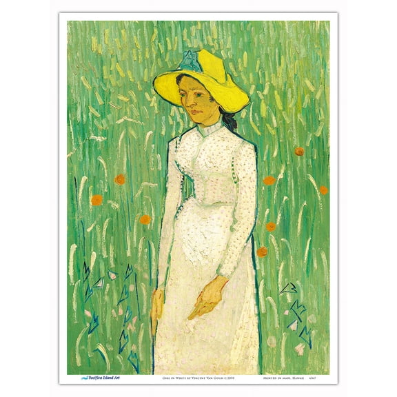 Girl in White - From an Original Color Painting by Vincent Van Gogh c.1890 - Master Art Print (Unframed) 9in x 12in