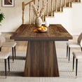 thumbnail image 6 of Finmind 63 inch Farmhouse Dining Table for 4-6 People, Modern Wooden Rectangular Kitchen Table for Dining Room, Kitchen, Rustic Brown, 6 of 7