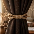 thumbnail image 4 of Naittoop 1pcs Curtain Tiebacks Rustic Holdbacks for Drapes Farmhouse Tie Backs for Curtains Cotton Jute Rope with Wood Club Rustic Curtain Accessory Living Room Decor Bedroom Window Ornament, 4 of 6