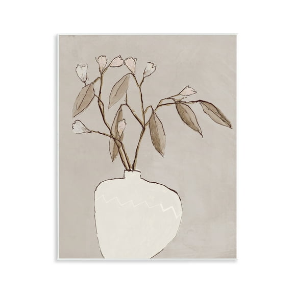 Stupell Industries Neutral Tan Greenery Plants & Flowers Painting Unframed Art Print Wall Art, 11 x 14