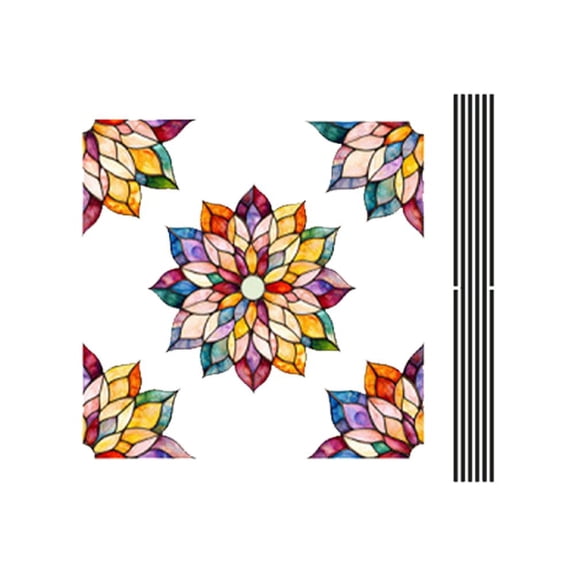 Flower Window Decal, Peel and Stick Stained Glass Film Used for Privacy, Capable of UV Blocking, Static Cling Floral Decor for Bathroom Kitchen Living Room, 13.8x23.6 Inch
