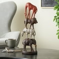 thumbnail image 2 of 6" x 21" Black Polystone Stacked Safari Animals Sculpture with Round Base, by DecMode, 2 of 9