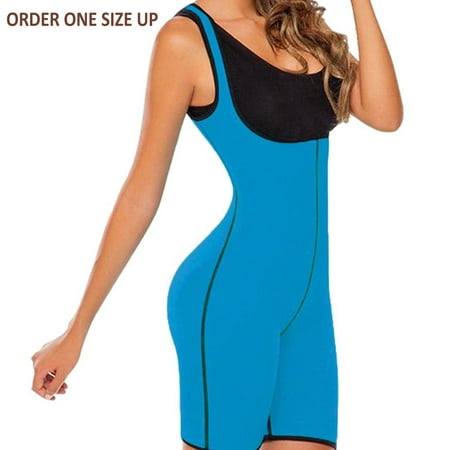 

Neoprene Waist Trainer Body Suit Sauna Suit Body Shaper Waist Cincher Bodysuit Order One Size UP FREE Eyeglass Pouch by Juniper s Secret (Blue XXL US 12/14)
