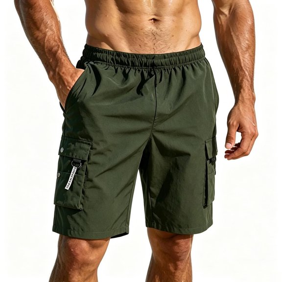 Mens Athletic Gym Workout Shorts Loose Fit Outdoor Walking Shorts with Large Pockets Beach Cargo Shorts