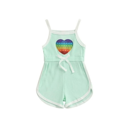 

Bagilaanoe Newborn Baby Girl Short Jumpsuit Heart Print Sleeveless Bodysuit 6M 12M 18M 24M 3T 4T Kids One Piece Romper