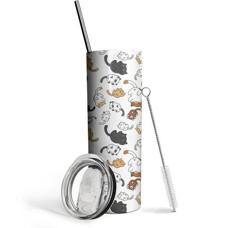 

Cat Tumbler Funny Cat Gifts for Cat Lovers Cat Travel Mug Thermal Cup Blue Tumbler Cat Lover Gifts for Women Cute Cat Things Stuff for Cat Lovers Kawaii Cat Cup- 20 Oz Cat Insulated Tumbler