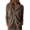 thumbnail image 3 of Axdhxbd Hollow Out Hooded Cardigan Sweater for Women Button Up Open Front Sweaters Loose Fit Lightweight Long Sleeve Crochet Sweaters L, 3 of 7