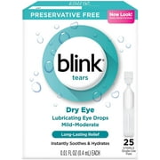 Blink Tears Dry Eye Lubricating Eye Drops Mild-Moderate 0.01 fl oz 25 Sterile Single-Use Vials
